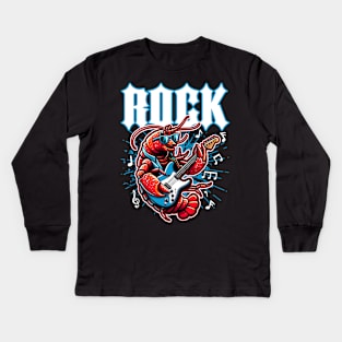 Vintage Lobster Rocker on Guitar Kids Long Sleeve T-Shirt